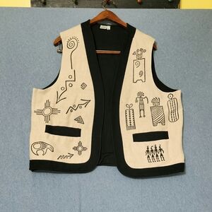Venus Imports beige black tribal print vest. Size XL
